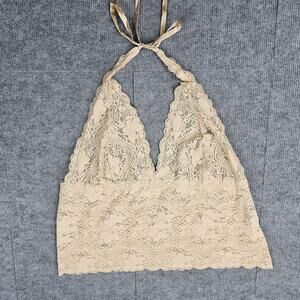 Avenue Body Halter Top Womens 18/20 Beige Lace Sheer Layering Festival Coquette